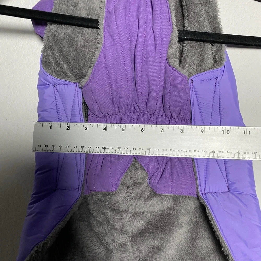 Purple Dog Puffer removable Hood  Fleece Lined Jacket Coat XL Winter Cozy Winter